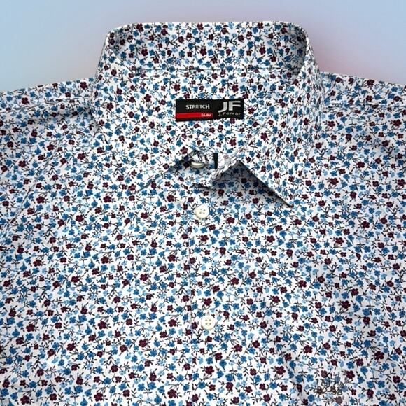 J FERRAR Men's XL SLIM Floral Blue Dress Shirt - Picture 1 of 2